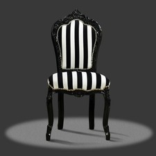 Barockstuhl Stoff schwarz weiss Zebra design antik repro klassisch