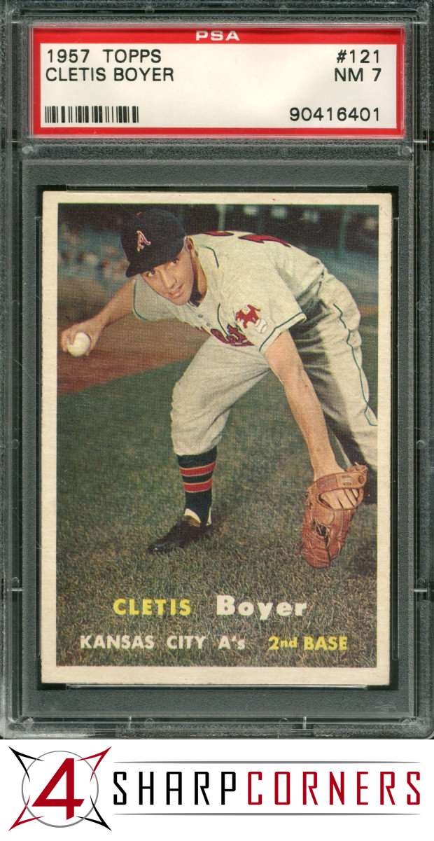 1957 TOPPS #121 CLETIS BOYER RC ATHLETICS PSA 7