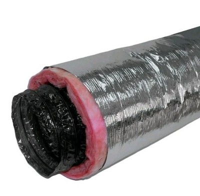 Everbilt R6 Insulated 7'' x 25' Flexible Duct, Silver Jacket, Air Tight Core