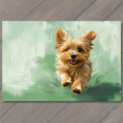 Art Print Energetic Dog Smile Artful Texture Color Motion Whimsy Terrier