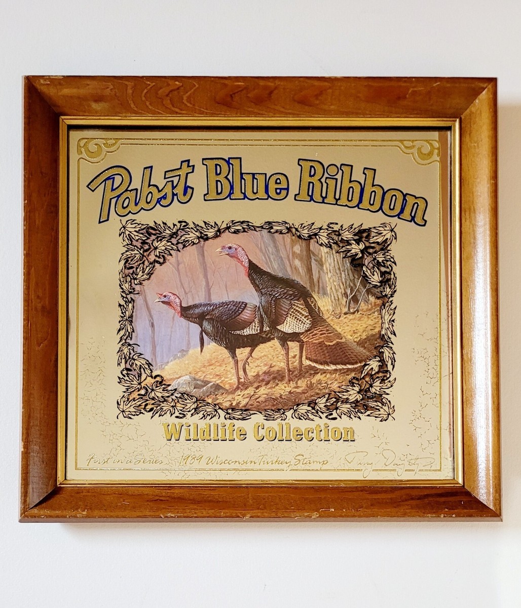 VTG PABST BLUE RIBBON TURKEY MIRROR-WILDLIFE COLLECTION--1ST