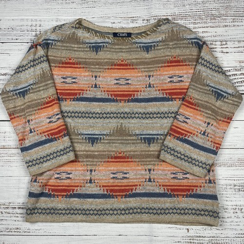 Womens CHAPS Sweater Size S Aztec 