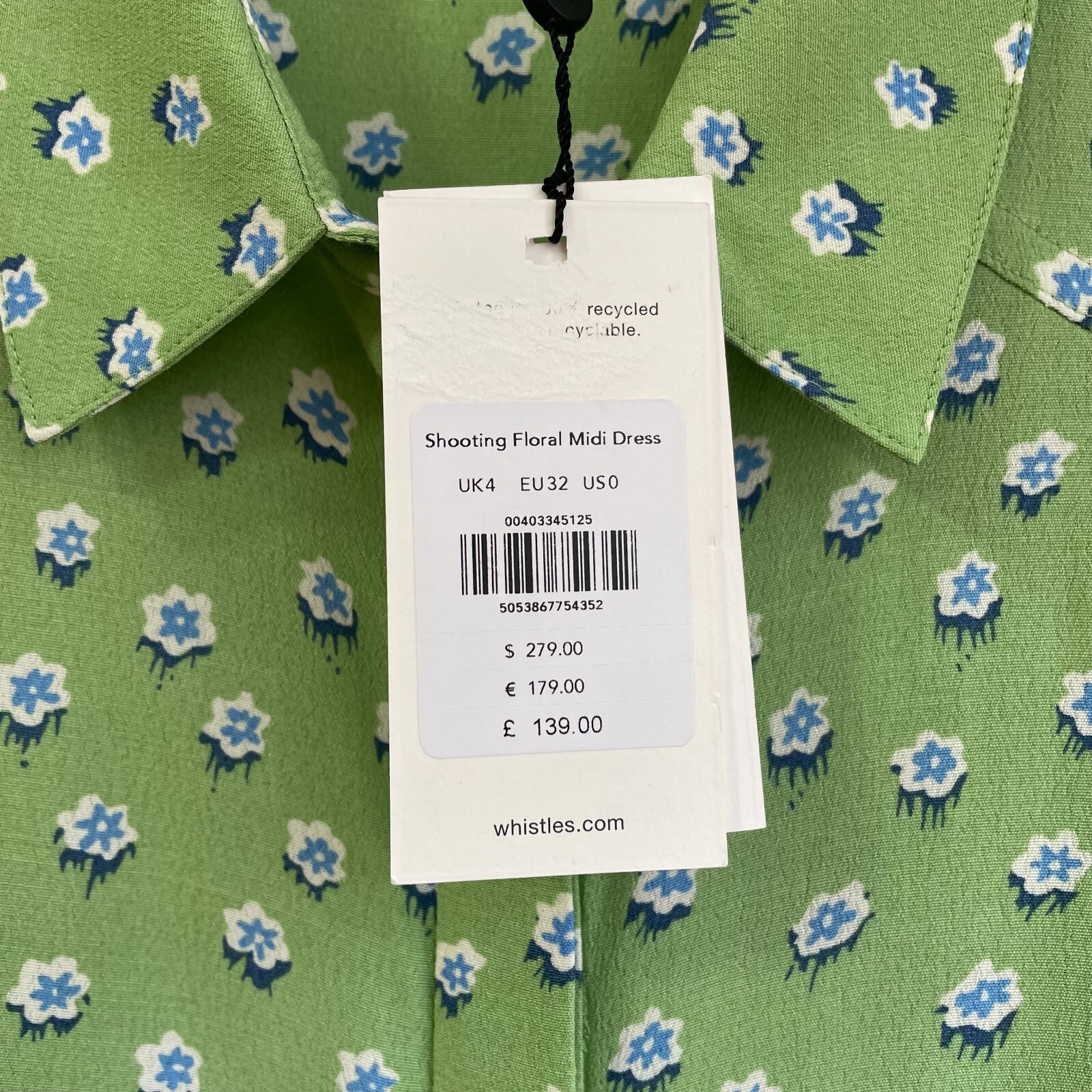 Whistles green Shooting Floral button front midi dress 4 eBay