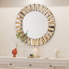 60/80cm Wall Vanity Mirror Bevelled Decorative Glass Hanging Art Entryway Mirror