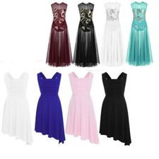 Kids Girls Praise Lyrical Dance Dress Ballet Modern Jazz Leotard Dress Dancewear