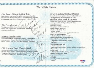 Brian Williams Signed White House Menu PSA/DNA Certified (A8068)