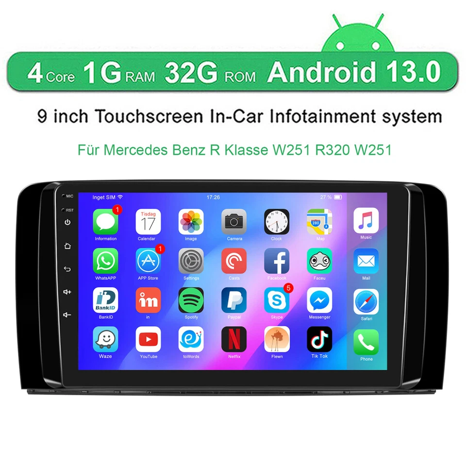 DAB+ Android 13 Autoradio Für Mercedes Benz R Klasse W251 R320 W251 GPS Navi RDS - Bild 3 von 4