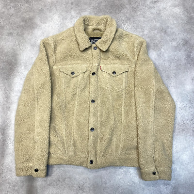 Levis Sherpa Fleecejacke Damen Large Full Zip Mantel, beige