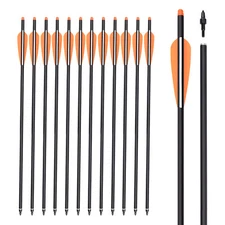 12Pcs 22 Inch Crossbow Bolts Carbon Half Moon Nock 4" Vanes OD 8.8mm For Hunting