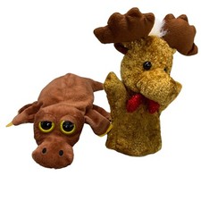 Alligator  Reindeer Hand Puppets Plush Stuff Animal 11 in