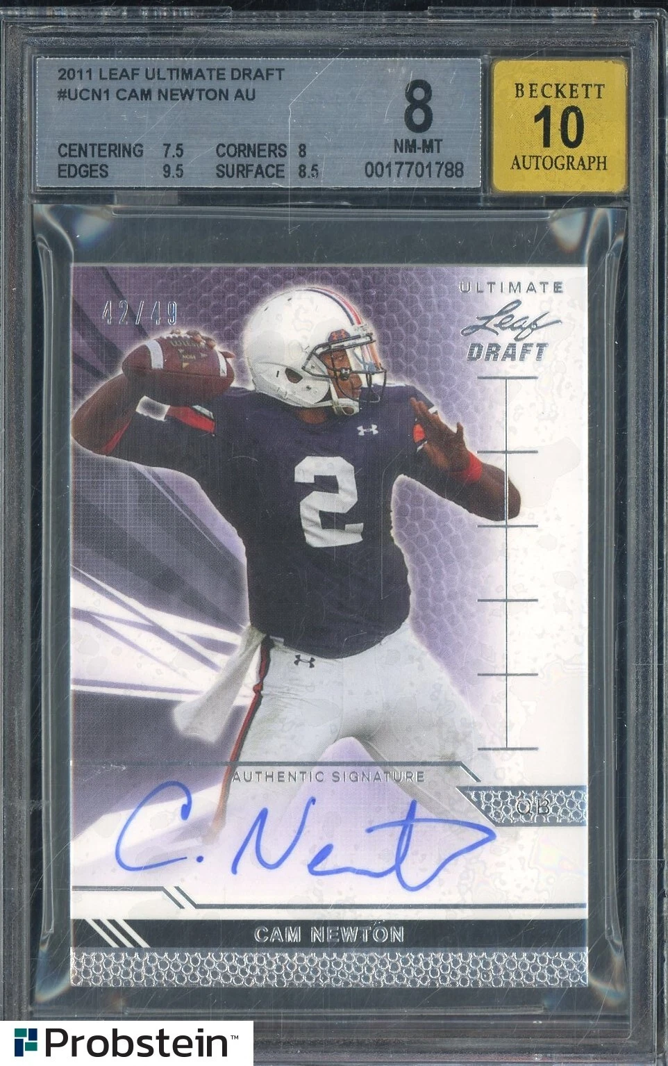 Cam Newton Leaf Ultimate Draft #UCN1 Autograph-Silver