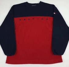 Vintage 90s Nautica 2 Tone Spellout Fleece Vtg Sail Sport Made In USA Outdoor