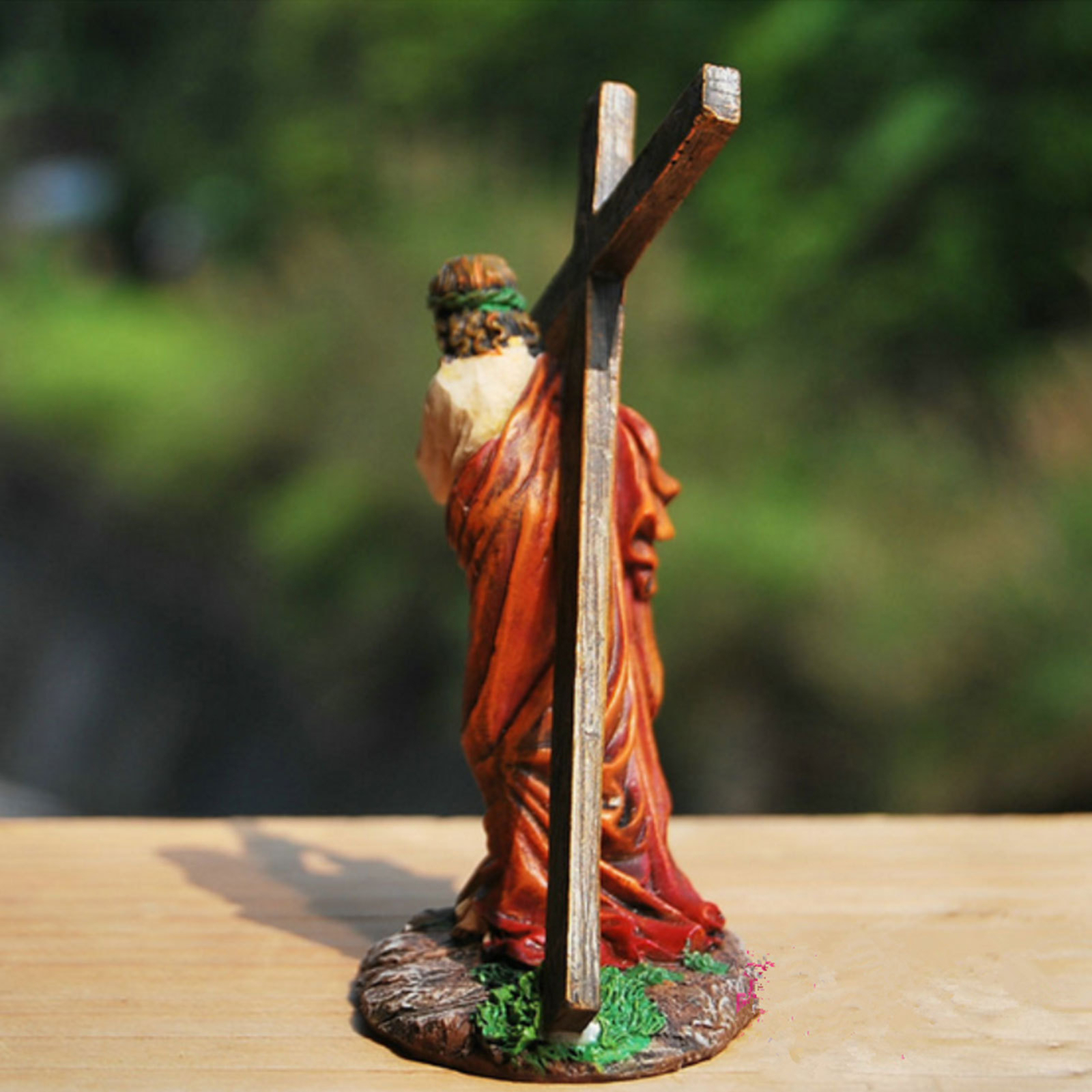 1xResin Jesus Figurine Jesus Carrying Cross Statue Religious Jesus