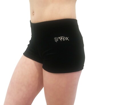 NEW LIL'FOX BLACK VELVET HOT PANTS SHORTS Gymnastics Dance Acrobatic Gym  Leotard UK