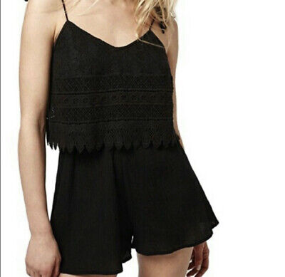 Originally made for Topshop Black strappy top w/crochet detail