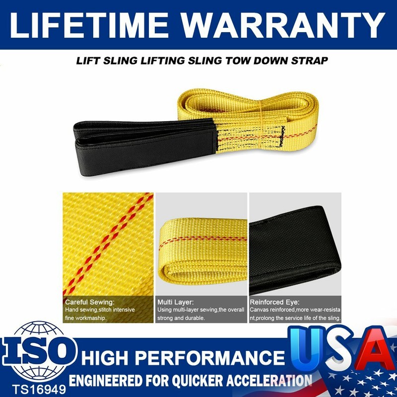 2" x 6'Feet Nylon Web Flat Lifting Sling Tow Strap Flat Loop Lift Straps 9000LBS