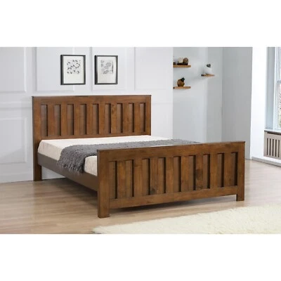 KELSEY STORES Maxfield 4FT6 Double 5FT King Size Solid Wood Acacia Rustic Oak Bed Frames