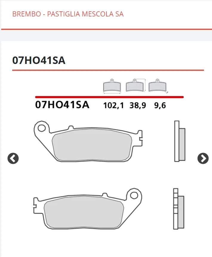 Plaquettes De Frein Avant BREMBO SA HONDA CTX N 700 2014 2015 2016 2017 2018 - Photo 4/4