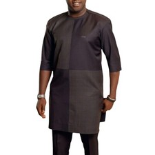 African Men 2 Piece Set Kaftan Shirt Pants Embroidered Danshiki Traditional Suit