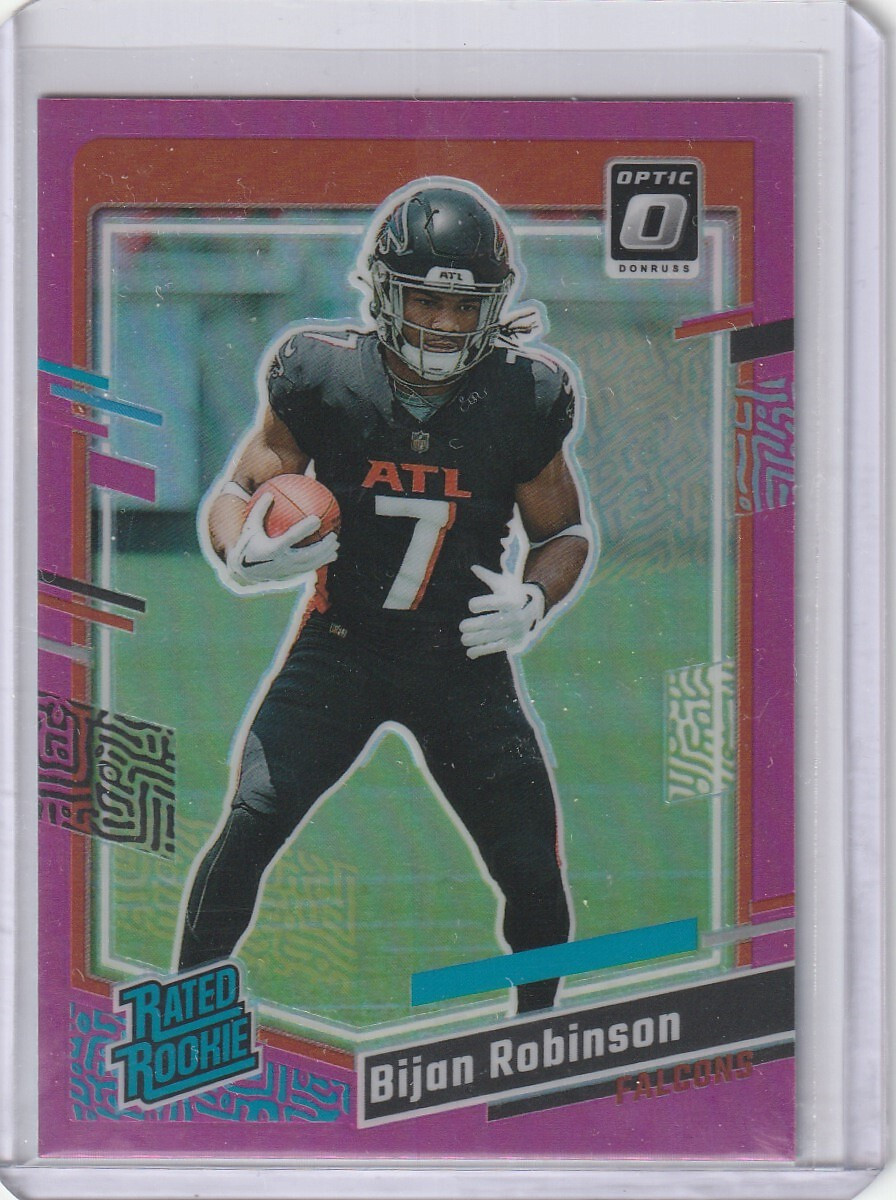 2023 Donruss Football Bijan Robinson #305 Pink Optic Preview Rated Rookie