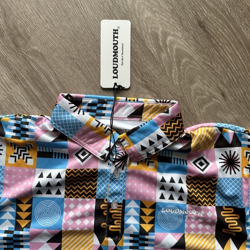 Loudmouth Golf Polo Shirt Mens XL Breezy Afternooze Blue/Black/Pink/Yellow - Picture 3 of 7