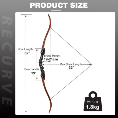 Arc Recourbé ILF Takedown 62 Pouces Pour Chasse - 25-60lbs, Droitier