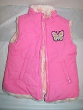 NWT The Children's Place Pink Faux Fur Butterfly Reversible Puffer Vest 3T 4T