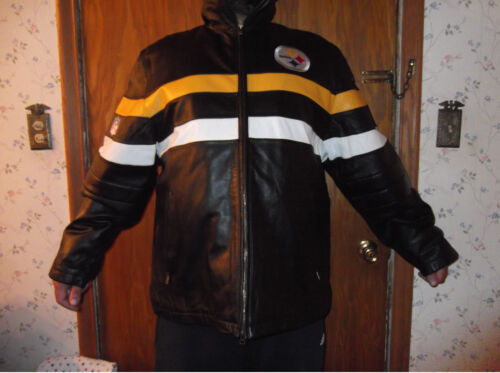 NFL GENUINE LEATHER JACKET PITTSBURGH STEELERS SIZE XL REEBOK  - Picture 1 of 12