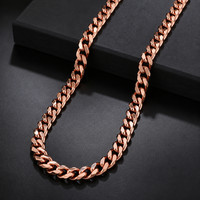 Solid Pure Copper Necklace Men 8mm Cuban Curb Chain Arthritis Therapy 24