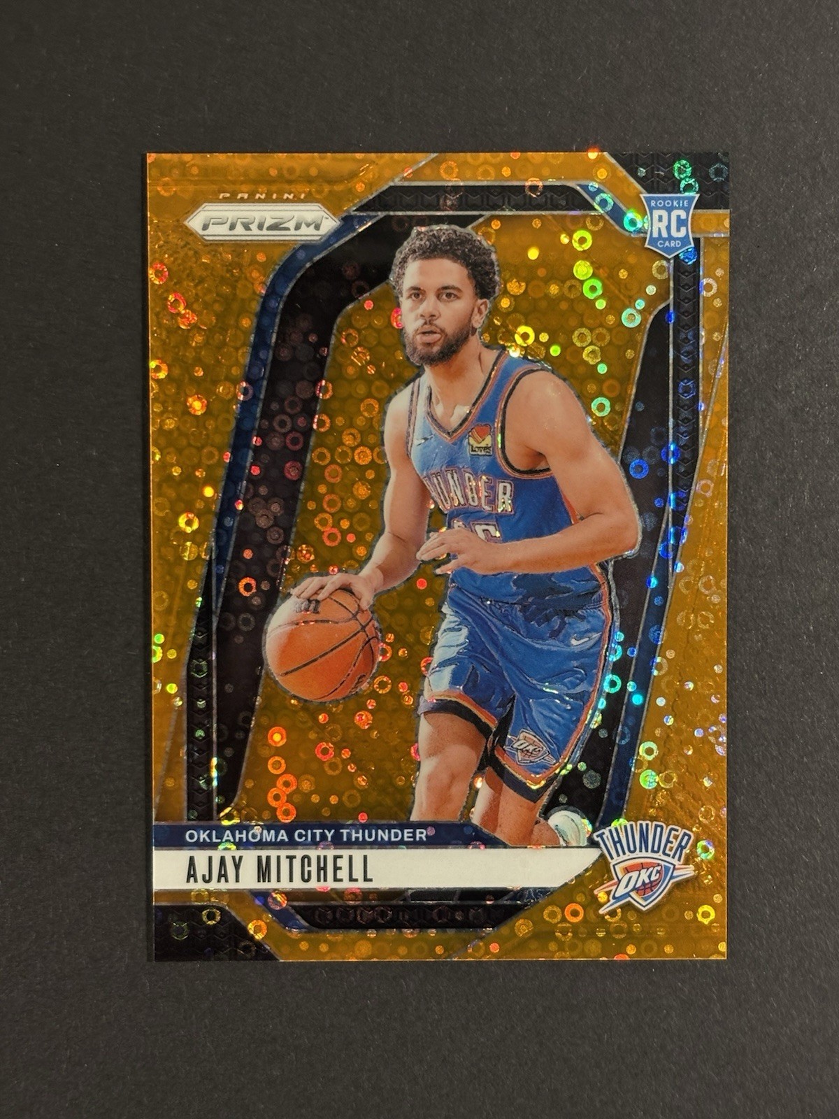 2024-25 Panini Prizm - Ajay Mitchell #226 Fast Break Orange Prizm /125 (RC)