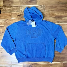 Rare GAP X DAP Hoodie Men L Dapper Dan Harlem Sweatshirt Adult Blue Hoodie
