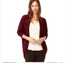 Aritzia Wilfred Diderot Cocoon Cardigan Sweater Women's S Burgundy Open Front