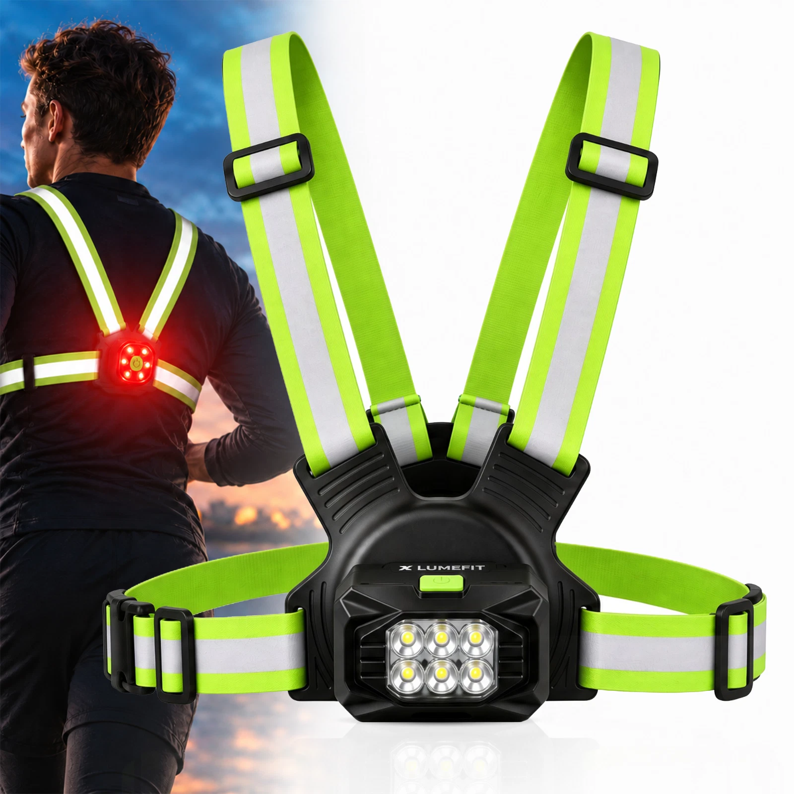LUMEFIT LU13 running chest light and reflective harness