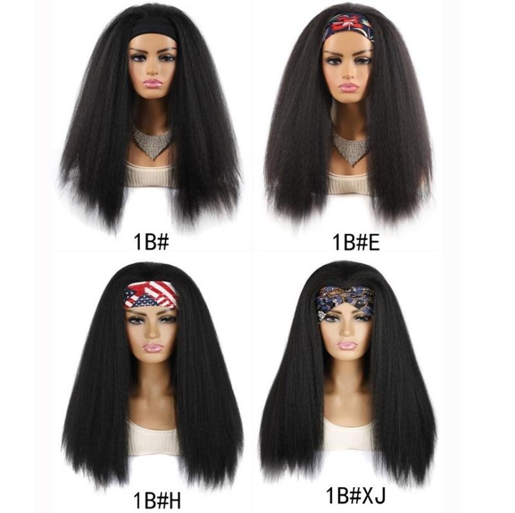 NNEIDS 1B True Colour Long Hair Turban Headband With Corn Beard Wig