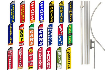 Auto Dealer Windless Business Flag & Pole Kits Top Dollar for Trades Buy Here