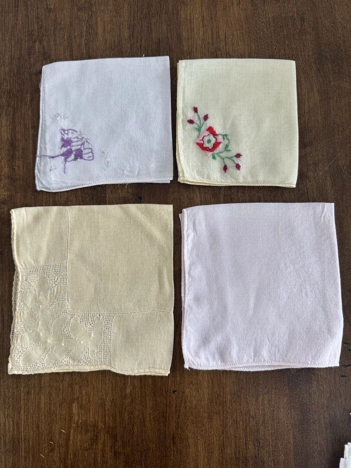 Лот 23 винтажные женские носовые платки с цветочной вышивкой смешанный лот - Изображение 4 из 4