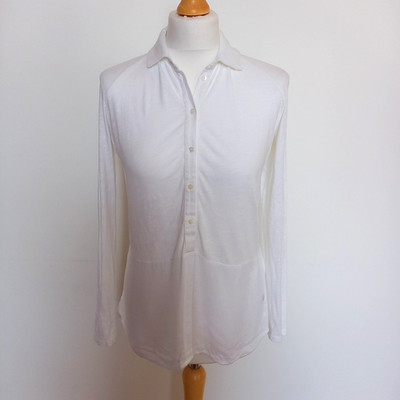 The White Company Popover-Shirt UK 4-6 weiß Baumwolljersey mit Kontrasteinsatz