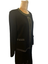 Misook Black Knit Jacket with Gold Studs, NWT