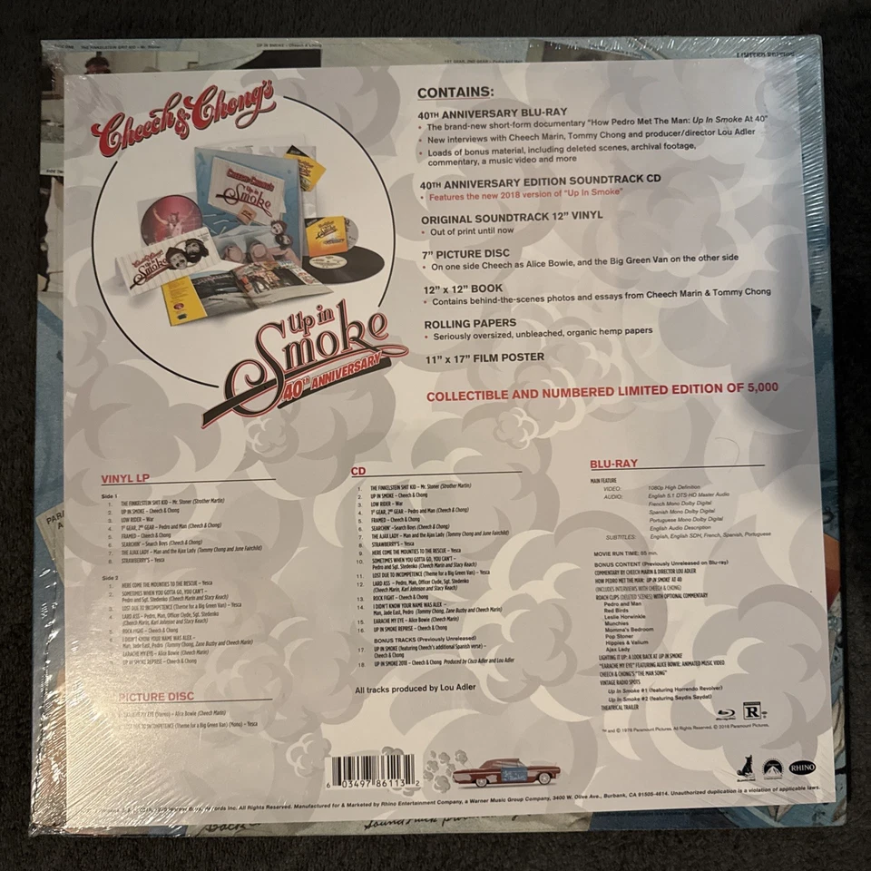 Cheech And Chong Up In Smoke 40th Deluxe Vinyl/CD/Picture Disc/Blu-Ray Box OVP - Bild 3 von 4