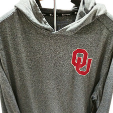 Champion Men's Oklahoma Sooners Lightweight Hoodie Long Sleeve T-Shirt Gray XL