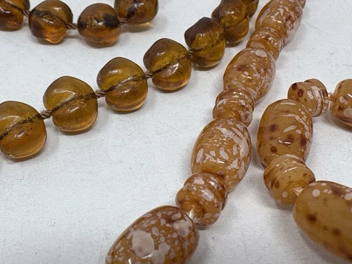 Vintage Goldtone Faux Amber Resin Beaded Pendants Necklace (L10) Jewellery Brown - Picture 5 of 6