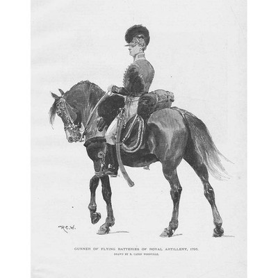 Schütze fliegender Batterien der königlichen Artillerie 1795 - antiker Druck 1895