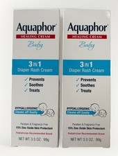 Aquaphor Baby Healing Cream 3-in-1 Diaper Rash Cream 3.5oz Pack of 2 NEW