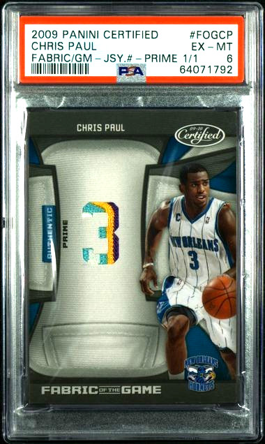 2009 PANINI CERTIFIED FABRIC CHRIS PAUL 4 COLOR GAME WORN PATCH ONE 1/1 PSA view 1