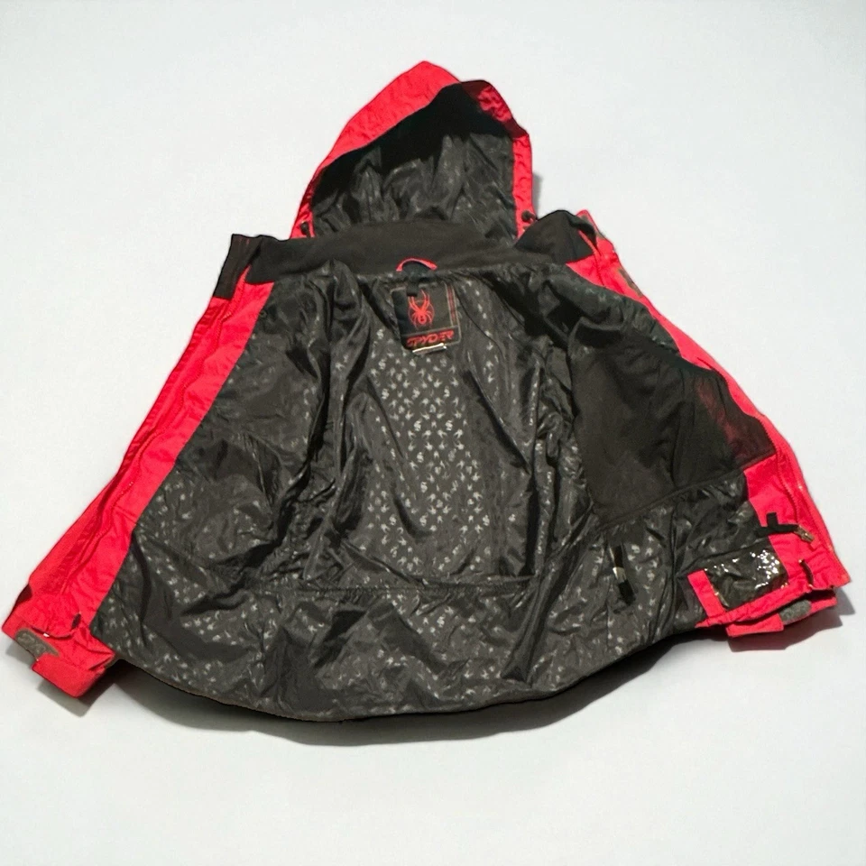 Spyder 3-in-1 Ski Jacket Boys 12 Red Beige Hooded Waterproof Fleece Liner Coat - Image 4 of 4