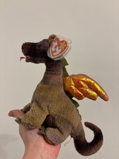 Rare TY Original Beanie Baby 1998 Scorch the Dragon Soft Plush Toy with tags