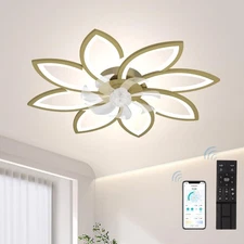 Low Profile Ceiling Fans with Lights and Remote, Decorative Flower Ceiling Fa...