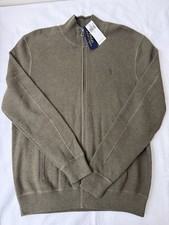  148 Polo Ralph Lauren Men  s Mesh-Knit Cotton Full Zip Sweater Green Size L