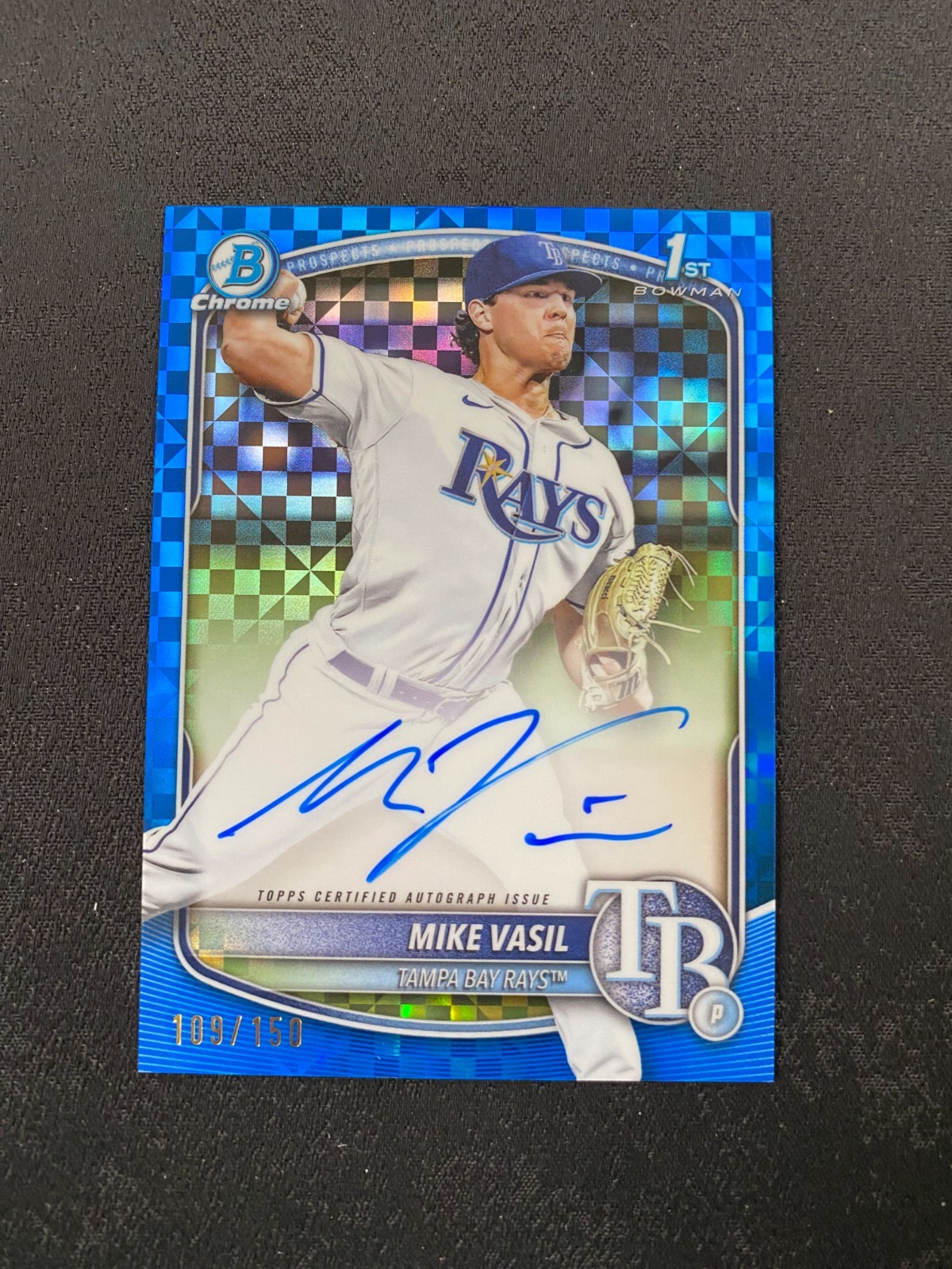 2025 Bowman MIKE VASIL 1st Chrome Blue X-Fractor Refractor Auto /150 Rays B888