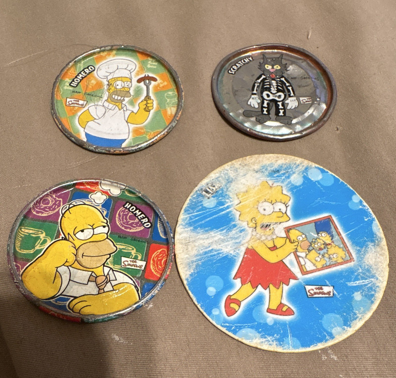Vintage Sabritas The Simpsons Tazo Pogs Lot - Homer Lisa Bart Marge Scratchy